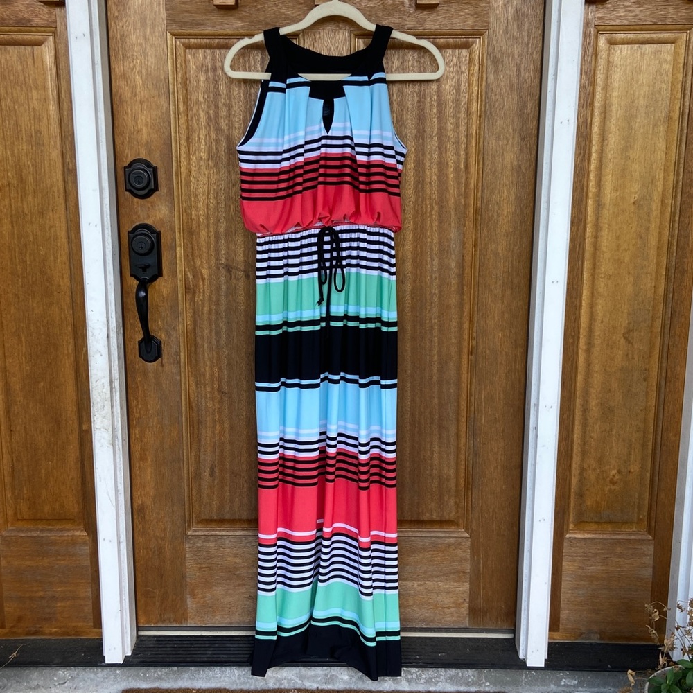 Enfocus Studio | Black/multicolor long dress, 8